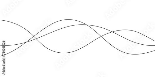 abstract creative three black wave lines design.