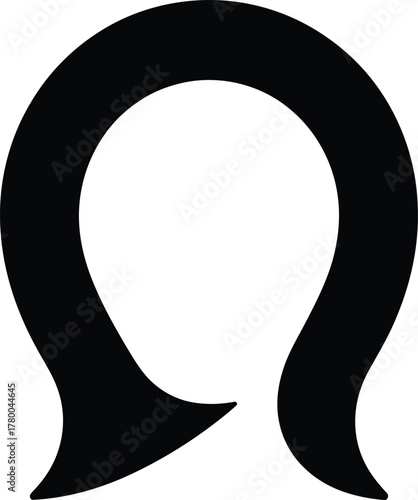 Black omega symbol on white background