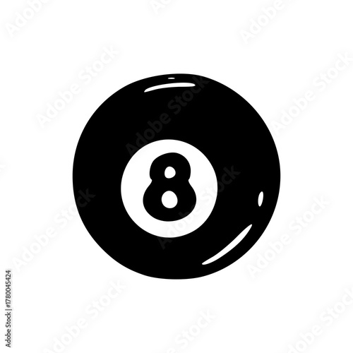 eight ball black billiard ball simple vector icon