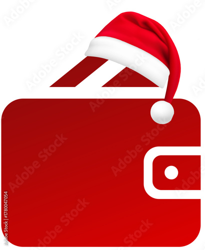Red Christmas Money Icon with a Santa Hat for Holiday Gift Budget and Savings