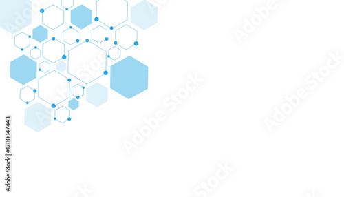 Science network pattern blue Hexagonal abstract background. Big Data Visualization structure elements . Health care and science medical pattern innovation. Template design with concept Dots and lines.