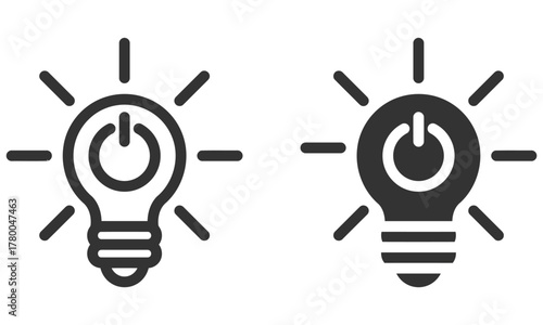 Vector icon power button inside lighbulb