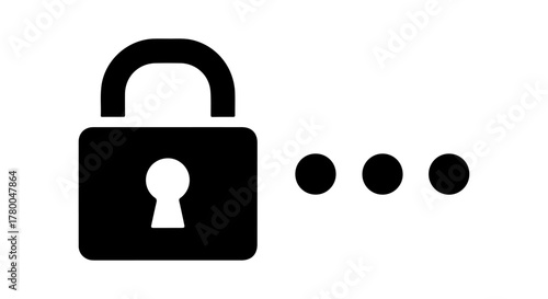 Black padlock icon with three dots representing a password or security code