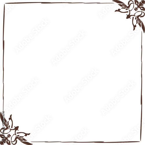 Elegant floral corner frame with a clean white center, perfect for notes, invitations, or decoration.