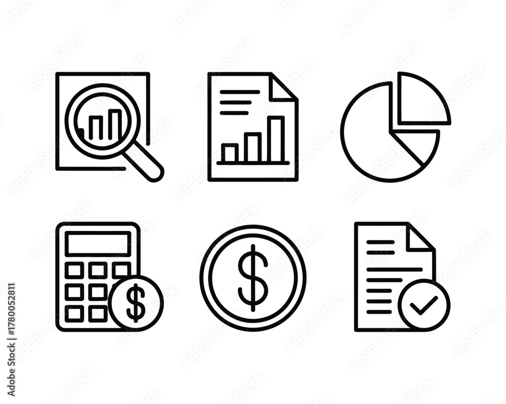 Obraz premium Financial analysis and accounting icons financial icons business icons