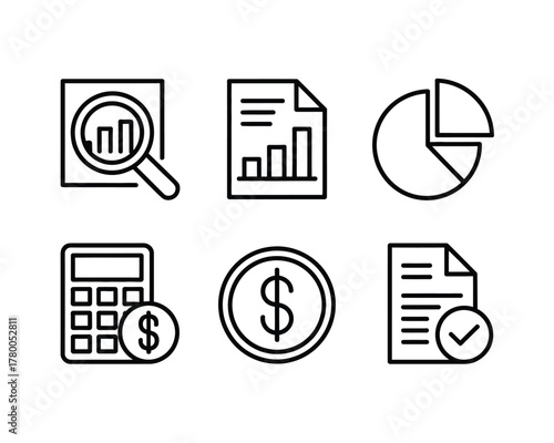 Financial analysis and accounting icons financial icons business icons