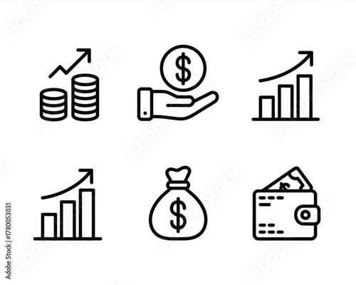 Financial growth and wealth icons finance money