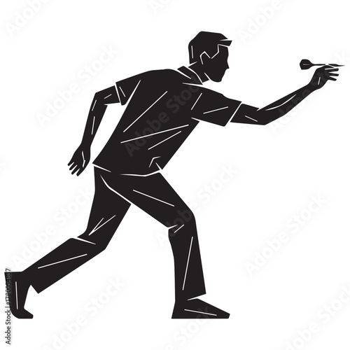 Man throwing a dart in silhouette