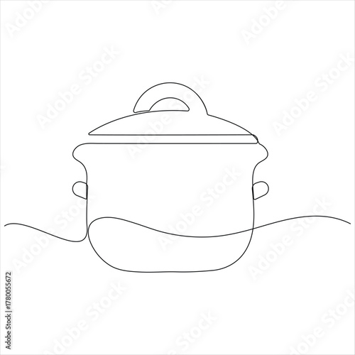 Continuous one line drawing of cooking pot cooking utensil concept simple line art design vector illustration