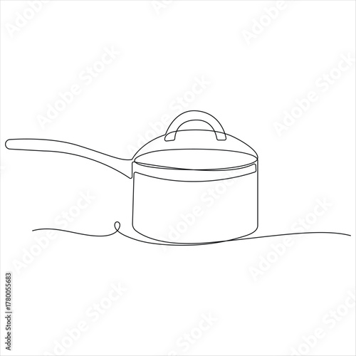 Continuous one line drawing of cooking pot cooking utensil concept simple line art design vector illustration