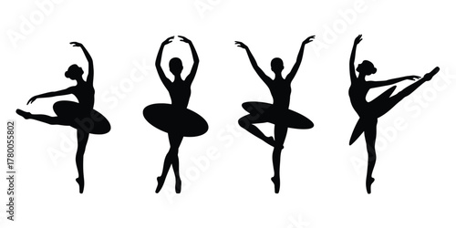 Four ballerinas in graceful poses ballet dancer