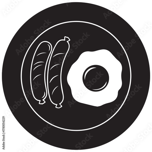 Simple line art of a hearty breakfast plate