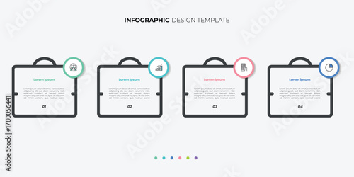 Business infographic template. 4 Step timeline journey. Process diagram, 4 options business on white background, Infograph element