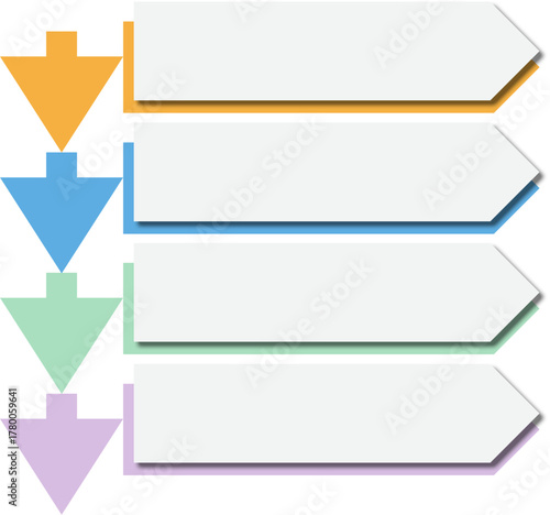 Modern Arrow Flowchart Box, Vector Flat Infographic Element, Infographic Elements for Process Charts, Workflow, Step-by-Step Layout, and Business Presentation.