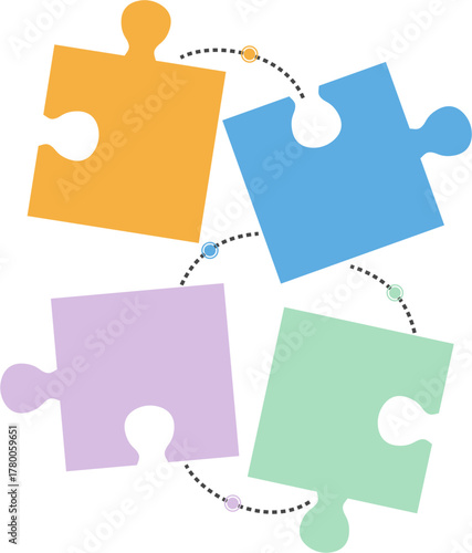 Flat Puzzle Infographic Presentation Element, Vector Flat Infographic Element, Infographic Elements for Process Charts, Workflow, Step-by-Step Layout, and Business Presentation.