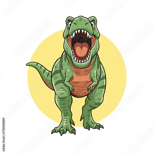 Cartoon T-Rex Dinosaur Roaring Illustration