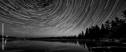 Dark blue background with rays of light and a 3d metal spiral tunnel design illustration.