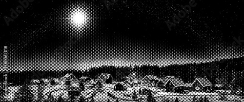 Black and white abstract grunge space background with dark stars and light nebula.