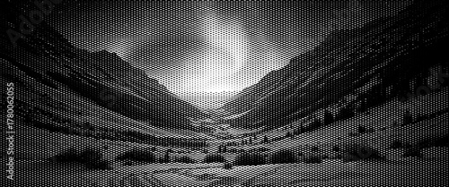 The World War II Memorial sits in a grunge mountain landscape under a winter sky with clouds.
