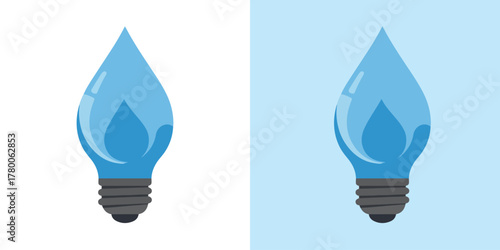 Flat Water Conservation Light Bulb Logo Icon
