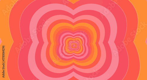 Concentric circles in shades of orange and pink create a mesmerizing, symmetrical, and abstract visual pattern.