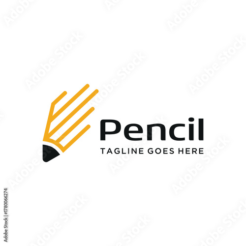 Modern Minimalist Pencil for education creativity writing learning or creative business logo design