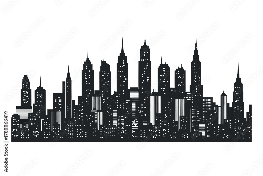Fototapeta premium Cityscape Silhouette Illustration
