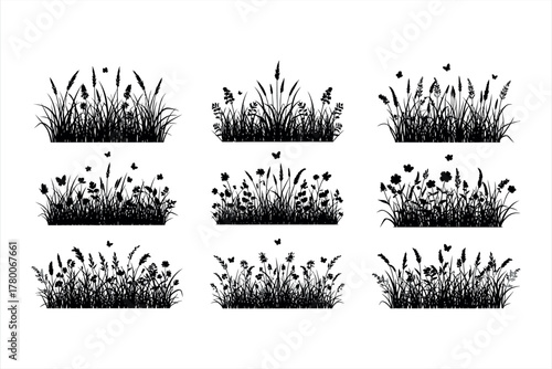 Nature Grass Plants Silhouettes Collection