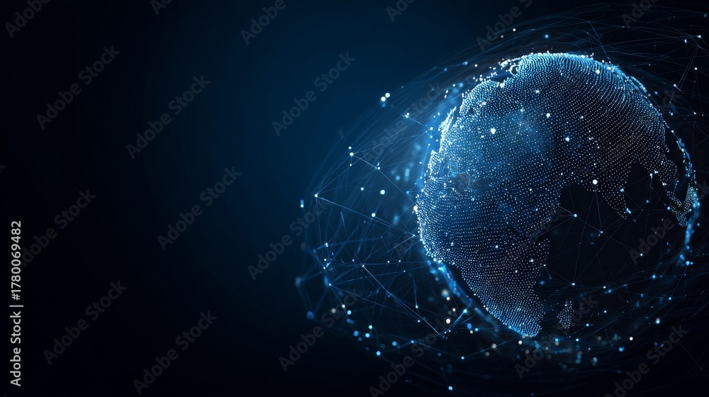 Obraz premium Abstract digital blue background with planet Earth