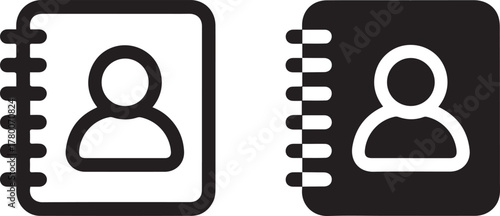 contact book icon outline and filled address directory vector for ui