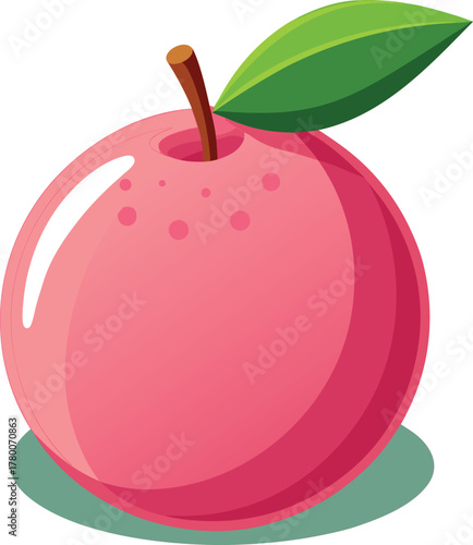 A plump reddish pink guava fruit illustration vector graphic design