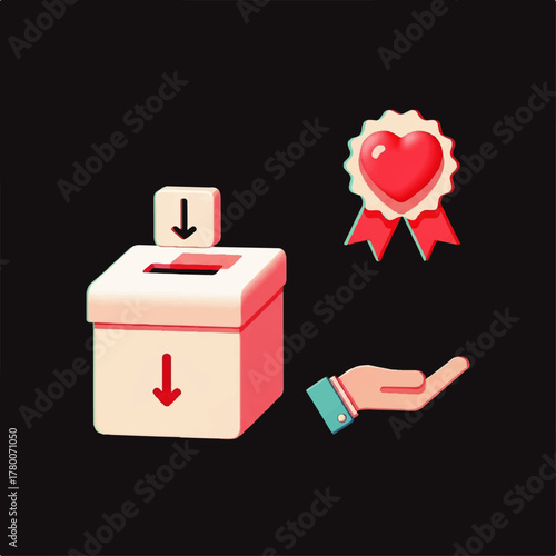 Promoting Charitable Giving Voting, Love, and Support Icons