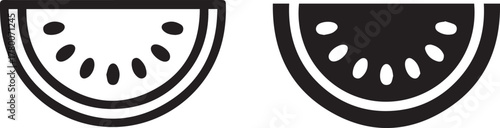 watermelon icon outline and filled vector slices minimalist design