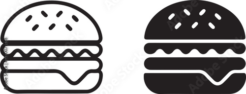 burger vector icons sesame bun patty cheese minimal food set