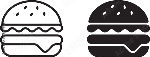 burger icon set black and white hamburger vector for menus