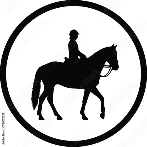 Vector equestrian sport horseback riding horse and rider silhouette illustration