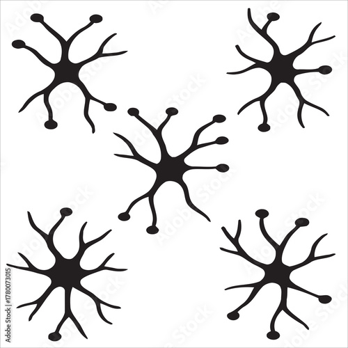 Set of Neuron Nerve Cell Icons Vector Graphic