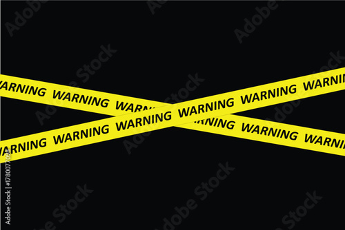Crossed Yellow Warning Tape on Black Background
