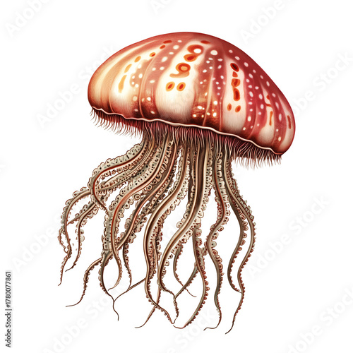 Vintage Jellyfish Illustration Detailed Marine Biology Engraving, Generative AI