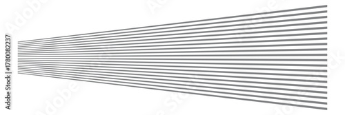 Lines, stripes in perspective. 3d strips vanishing, diminishing to horizon. Angle burst radial lines. Straight, parallel, horizontal streaks .Vector illustration .EPS 10 .