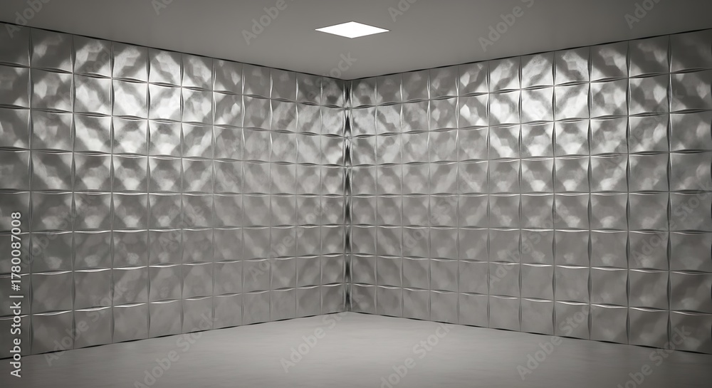 Obraz premium Empty square room with Modern Metallic Cushioned Texture – Premium Silver Pattern for Interior Design