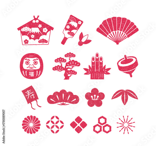 年賀状素材 / 汎用ハンコ(判子) ・スタンプイラストセット