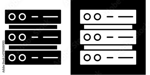 Server  Icon Set White Style Collection