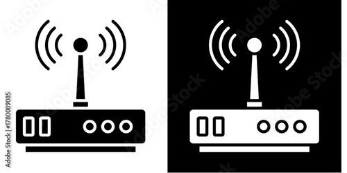 Wireless Router  Icon Set White Style Collection