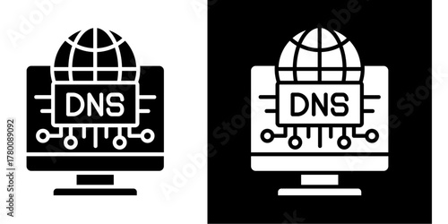Dns Serve  Icon Set White Style Collection
