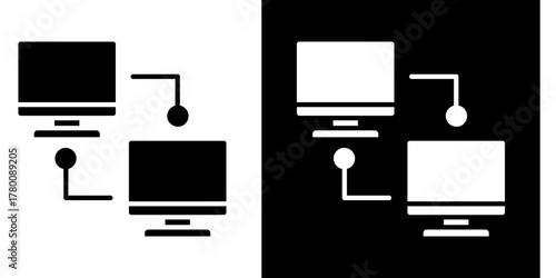 Computer Network  Icon Set White Style Collection