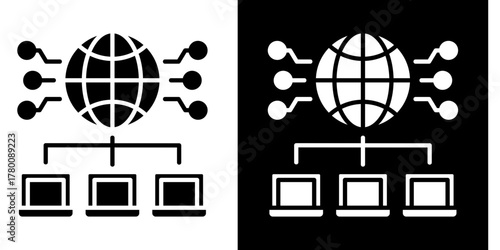 Global Connectivity  Icon Set White Style Collection