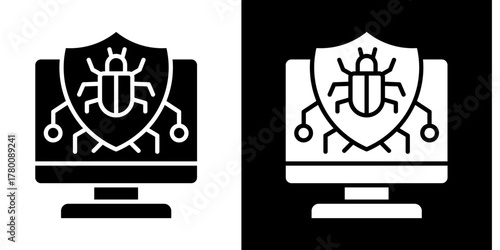 Malware Protection  Icon Set White Style Collection