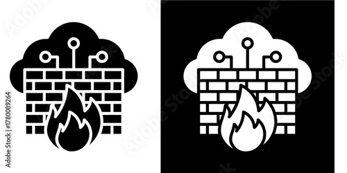 Firewall Protection  Icon Set White Style Collection