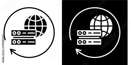 Global Server  Icon Set White Style Collection